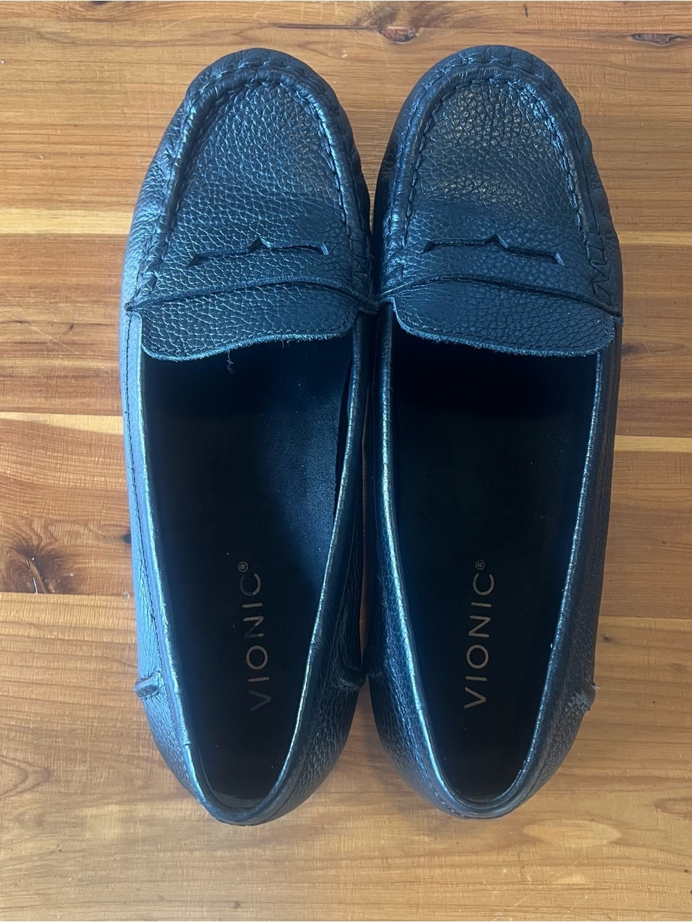 Vionic Marcy Loafers Pebbled Leather Black Arch Support Orthotic Size 8 Classic